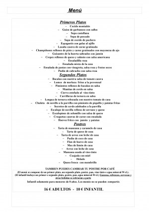 Menú fin de semana
