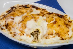 Canelones de pollo de corral rustido y verduras