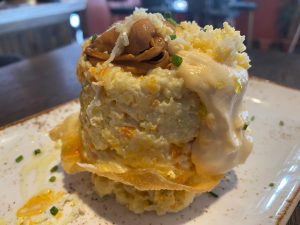 Ensaladilla con mejillones y su espuma de escabeche