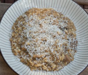 Arroz cremoso de boletus y queso madurado
