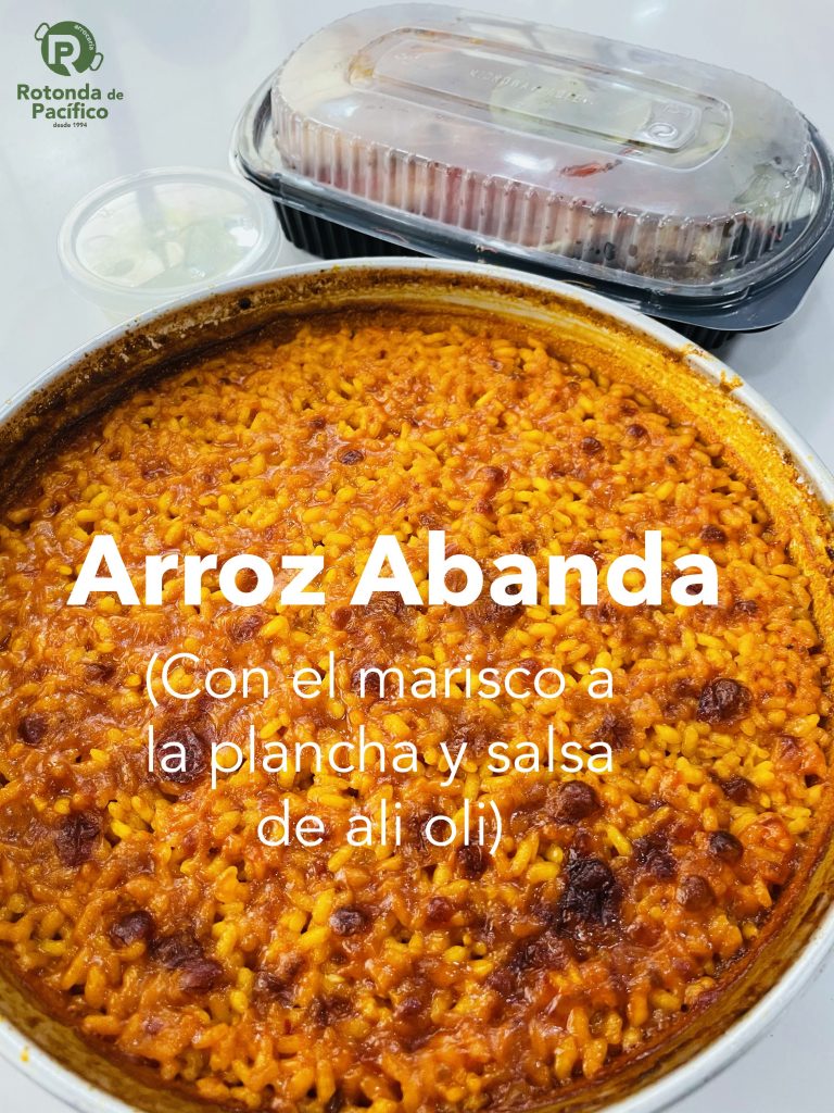 ABANDA: (a nuestro estilo) carabineros, gambas, langostinos, almejas, mejillones y tarrina de ali-oli